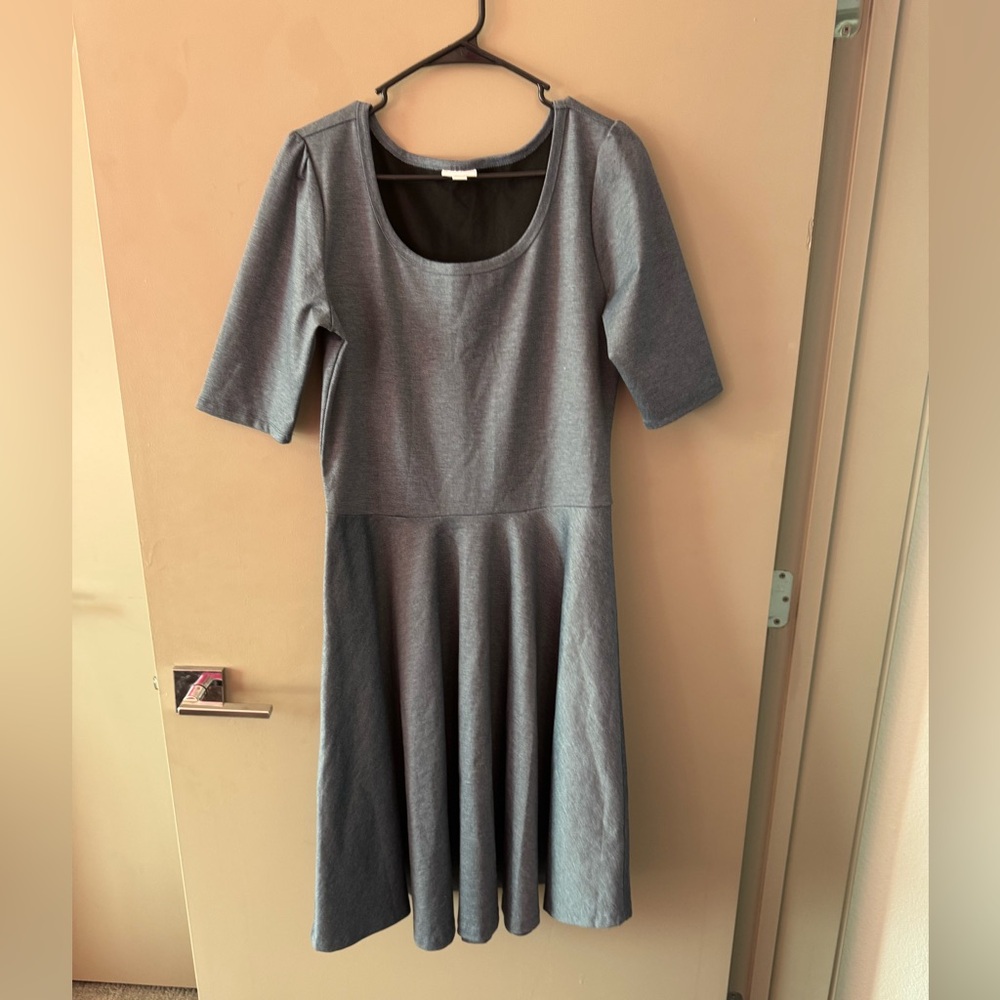 Elegant Grayish Blue Amelia LulaRoe Women's Dress